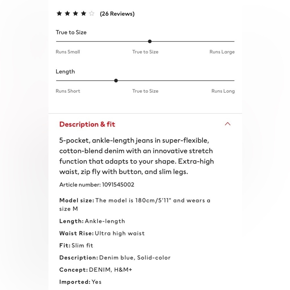 H&M Slim High waist jeans, XL, slim fit, ankle length, new/never worn - Picture 3 of 14